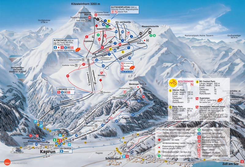 Карта трасс горнолыжного курорта Капрун (Kaprun), Австрия
