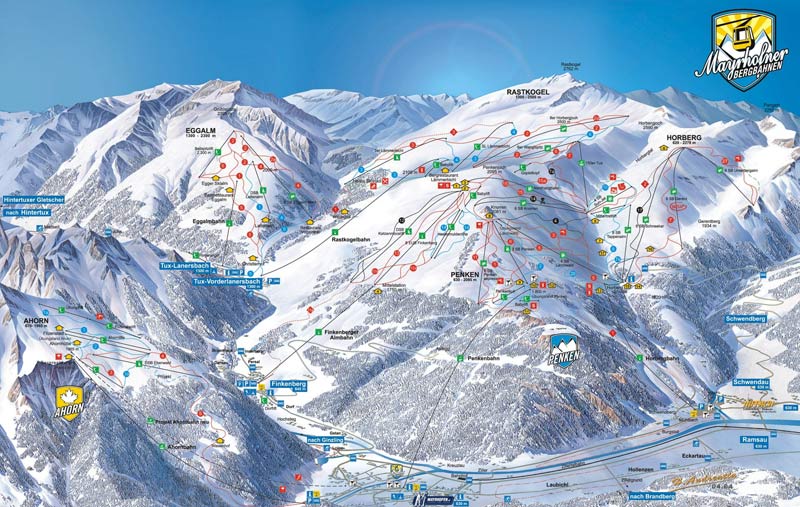 Карта трасс горнолыжного курорта Майрхофен (Mayrhofen), Австрия